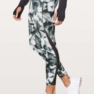 Lululemon "Blush Blossom Alpine White Black" 7/8 leggings